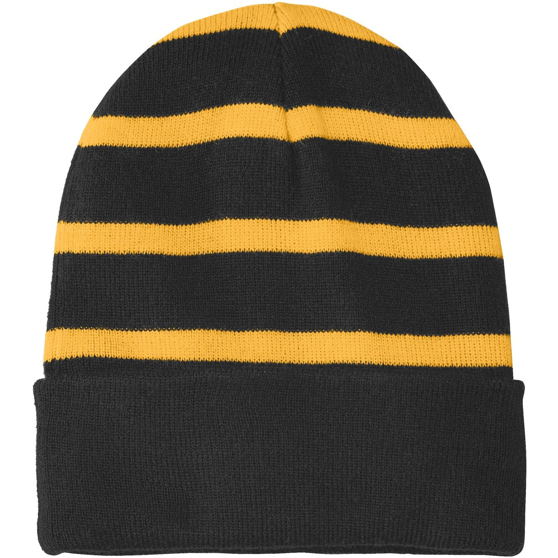 Striped Beanie with Solid Band