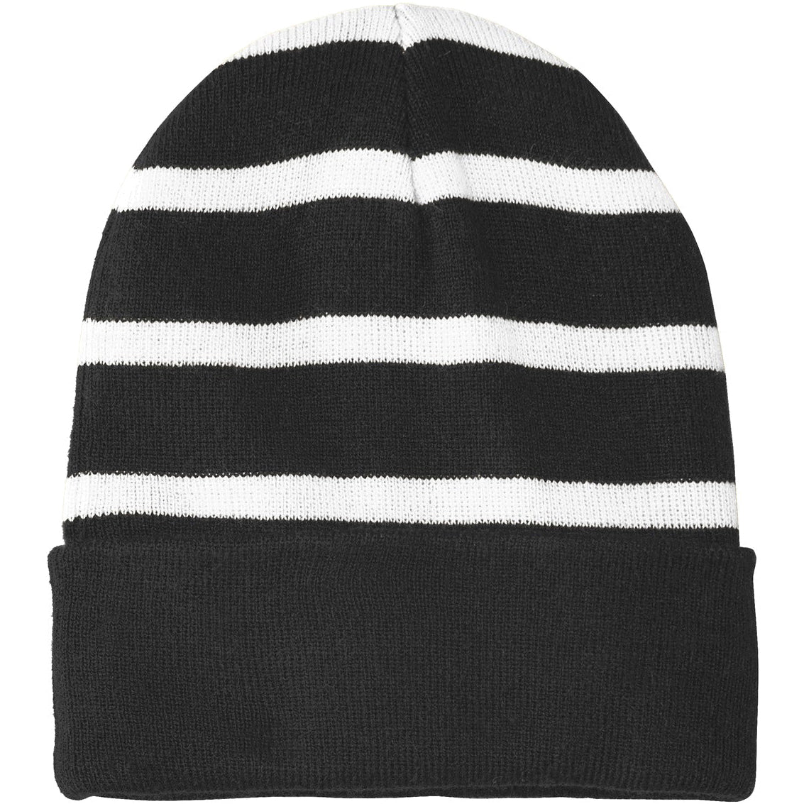 Striped Beanie with Solid Band
