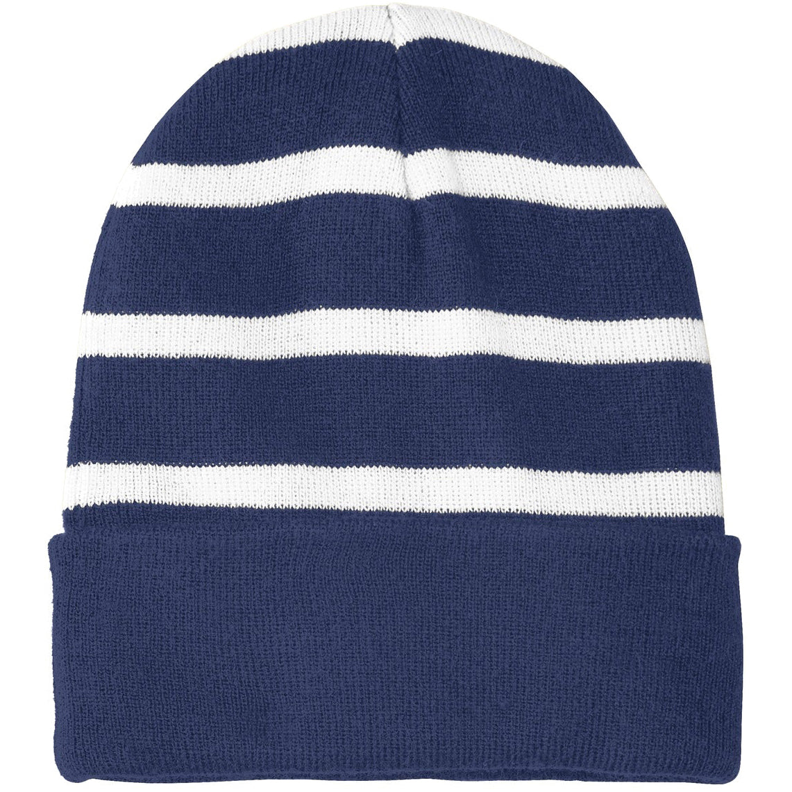Striped Beanie with Solid Band