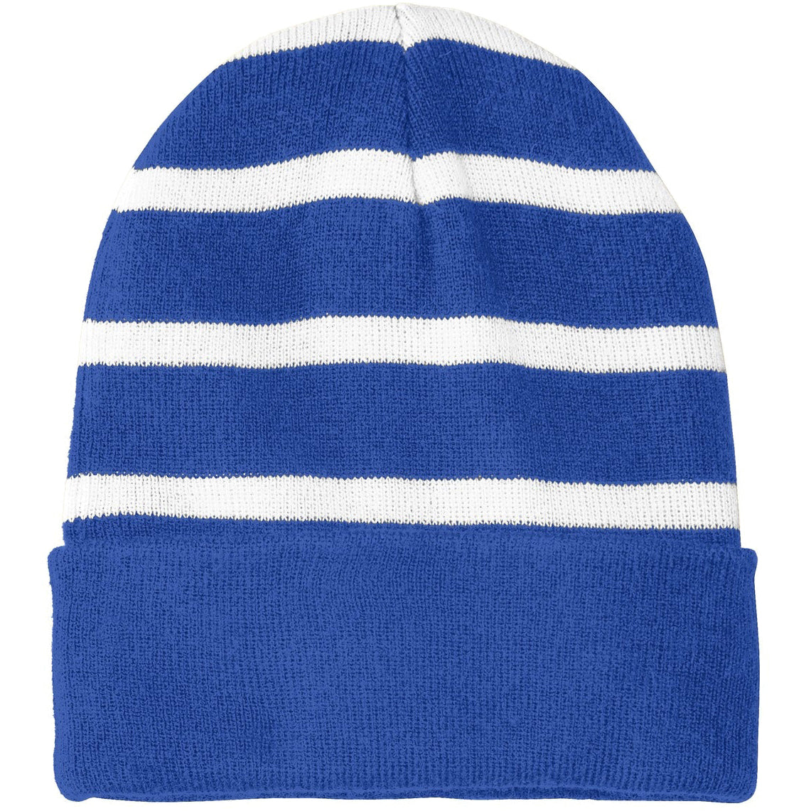 Striped Beanie with Solid Band