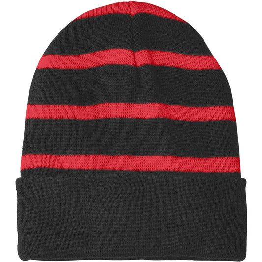 Striped Beanie with Solid Band