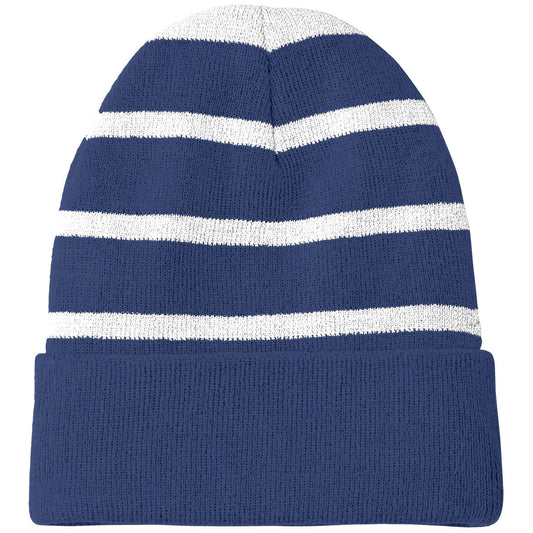 Striped Beanie with Solid Band